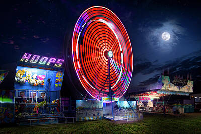 Childrens Room Animal Art - Full Moon Over the Midway by Mark Andrew Thomas