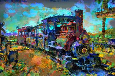 Transportation Digital Art - Funky Ghost Town Train II DP by Barbara Snyder