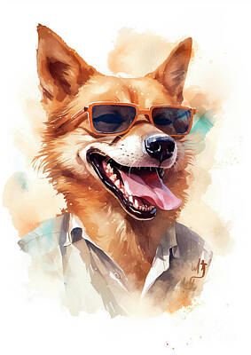 Thomas Kinkade Rights Managed Images - Funny 453 A Dingo animal wild life Royalty-Free Image by Adrien Efren