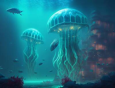 Abstract Trees Mandy Budan - Future underwater world by Karen Foley