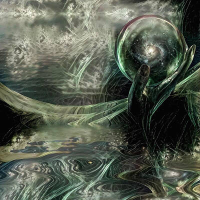 Abstract Landscape Digital Art Rights Managed Images - Galaxy in crystal ball Royalty-Free Image by Bruce Rolff