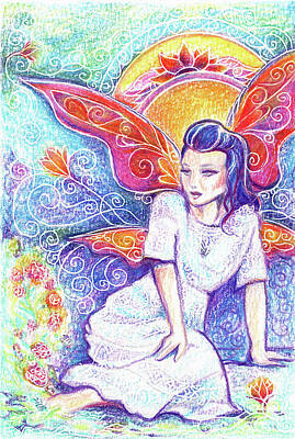 Fantasy Drawings - Garden Fairy by Katherine Nutt