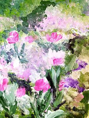 Roses Paintings - Garden Flowers  by Rose Elaine