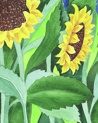 Royalty-Free and Rights-Managed Images - Garden With Sunflowers by Irina Sztukowski