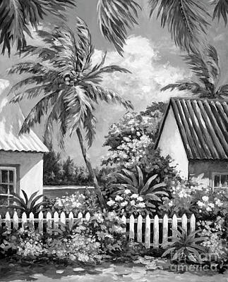 Royalty-Free and Rights-Managed Images - Gardens of Cayman Kai Grayscale by John Clark