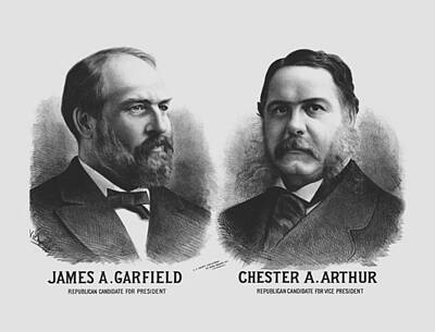 Politicians Drawings Rights Managed Images - Garfield and Arthur 1880 Presidential Election Broadside  Royalty-Free Image by War Is Hell Store