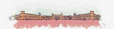 Landmarks Painting Royalty Free Images - .Gatchina Palace Royalty-Free Image by Celestial Images