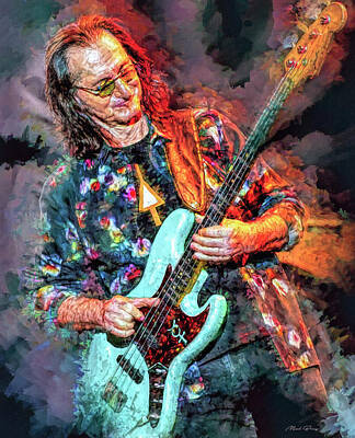Musician Mixed Media Rights Managed Images - Geddy Lee Rush Royalty-Free Image by Mal Bray