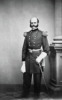 Portraits Photos - General Ambrose Burnside Standing Portrait - 1861 by War Is Hell Store