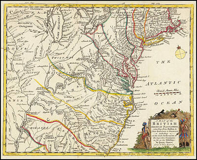 Landmarks Drawings - Gentleman_s Magazine Title A Map of the British American Plantations extending from Boston in New En by Gentleman s