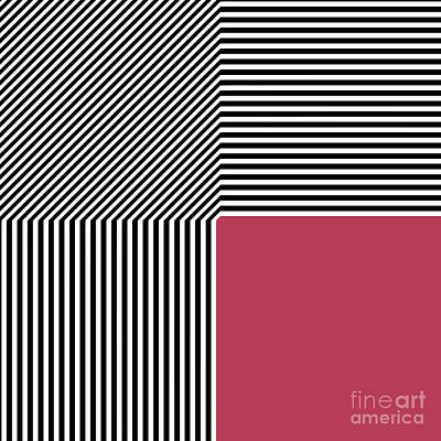 Architecture David Bowman -  Geometric abstraction, B/W stripes magenta square by Aapshop