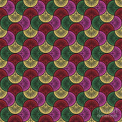 Negative Space Rights Managed Images - Geometric Art Deco Alternating Leaf Scale Pattern in Earth Tones n.679 Royalty-Free Image by Holy Rock Design