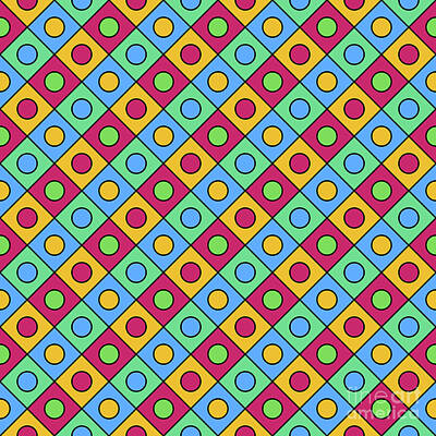 Royalty-Free and Rights-Managed Images - Geometric Diagonal Grid with Circle Pattern in Primary Colors n.613 by Holy Rock Design