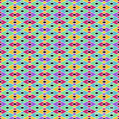 Royalty-Free and Rights-Managed Images - Geometric Diamond Grid with Triple Inset Pattern in Crayon Rainbow Colors n.720 by Holy Rock Design