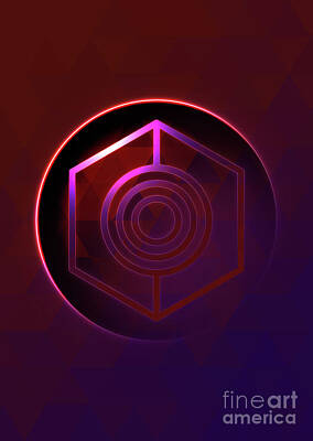 For The Cat Person Royalty Free Images - Geometric Glyph and Sigil Art Neon Glow on Soft Triangle Ombre n.0414 Royalty-Free Image by Holy Rock Design