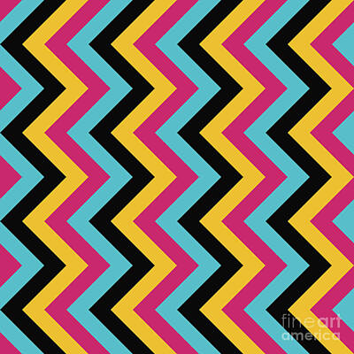 Royalty-Free and Rights-Managed Images - Geometric Heavy Chevron Zigzag Pattern in Primary Colors n.018 by Holy Rock Design