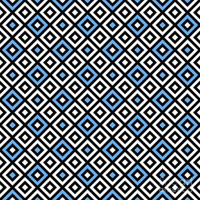 Celebrity Pop Art Potraits - Geometric Heavy Diamond on Diagonal Grid Pattern in Blue n.644 by Holy Rock Design