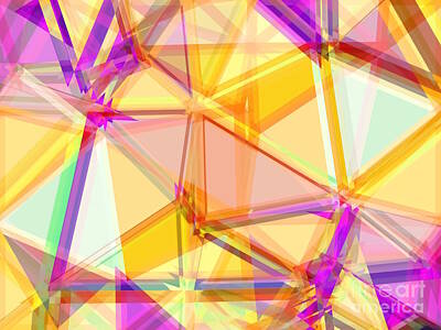 Miles Davis - Geometric Triangle Shape Abstract Background In Yellow And Purple  by Tim LA