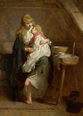 Music Paintings - GEORGE ELGAR HICKS, R.B.A. 1824 1914 Orphans by Arpina Shop