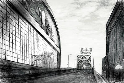 City Scenes Digital Art - George Rogers Clark Memorial Bridge drawing by Alexey Stiop