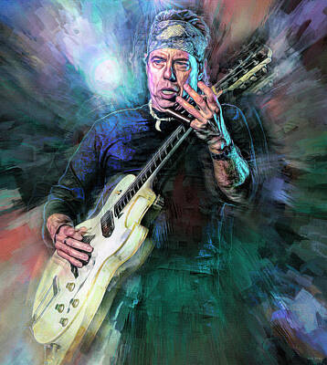Musician Mixed Media Rights Managed Images - George Thorogood Royalty-Free Image by Mal Bray
