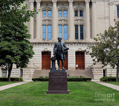 Politicians Photos - George Washington Statue at Indiana Statehouse 4320 by Jack Schultz