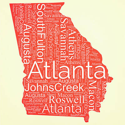 Frame Of Mind Royalty Free Images - Georgia Typography Map Royalty-Free Image by Dan Sproul