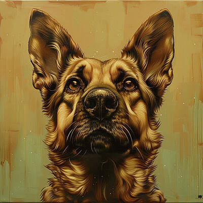 Portraits Rights Managed Images - German Shepherd art style Royalty-Free Image by Jose Alberto