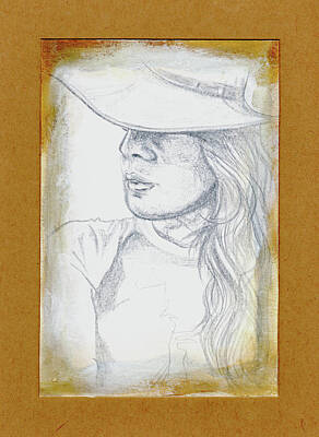 Guido Borelli Yoga Mats - Girl in a Hat - Silverpoint by Katherine Nutt