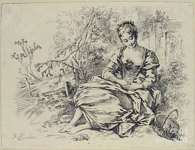New Years - Girl in a Landscape with a Basket of Flowers by Shop Ability