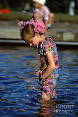 Childrens Rooms - Girl Wading in a Pond, Fountain, Bratsk, Siberia by Wernher Krutein