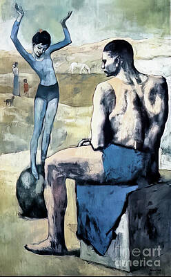 Best Sellers - Surrealism Drawings Rights Managed Images - Girl on the Ball by Pablo Picasso 1905 Royalty-Free Image by Pablo Picasso