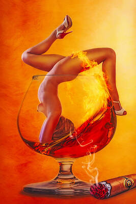 Recently Sold - Wine Digital Art - Girl Performing On Whiskey by Leonardo Digenio