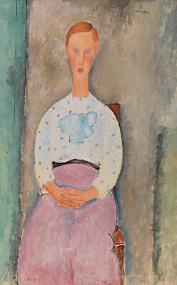 Royalty-Free and Rights-Managed Images - Girl with a Polka-Dot Blouse by Amedeo Modigliani by Mango Art