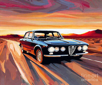 Drawings Royalty Free Images - Giulia Luxury Sedan Alfa Romeo Giulia Royalty-Free Image by Destiney Sullivan