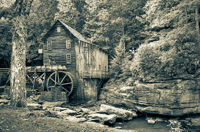 Royalty-Free and Rights-Managed Images - Glade Creek Grist Mill In The Appalachian Mountains - Sepia Edition by Gregory Ballos