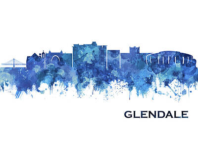 Abstract Skyline Rights Managed Images - Glendale Arizona Skyline Blue Royalty-Free Image by NextWay Art