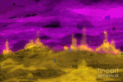 Abstract Landscape Digital Art Rights Managed Images - Glitched Out Golden Royalty-Free Image by Danaan Andrew