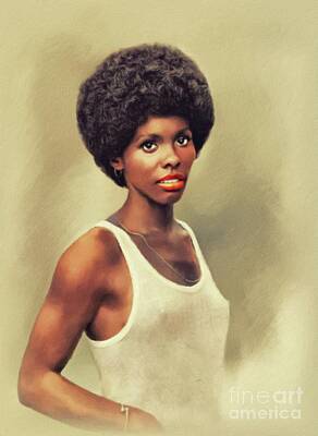 Celebrities Painting Royalty Free Images - Gloria Hendry, Actress Royalty-Free Image by Esoterica Art Agency