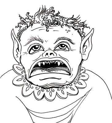 Surrealism Drawings Royalty Free Images - Goblin Baby - line art Royalty-Free Image by Katherine Nutt