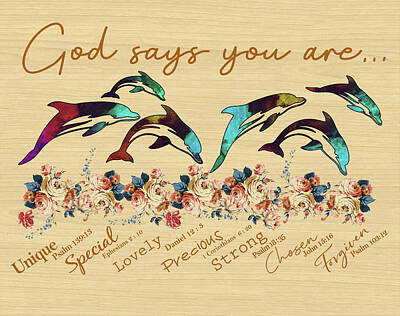 Route 66 Royalty Free Images - God Says You Are Dolphin Unique Special Lovely Poster Canvas Royalty-Free Image by Julien