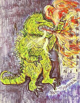 Comics Royalty Free Images - Godzilla Minus one Royalty-Free Image by Geraldine Myszenski