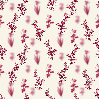 Floral Mixed Media - Goji Berry Botanical Seamless Pattern in Viva Magenta n.1041 by Holy Rock Design