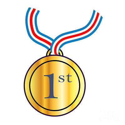 Football Digital Art - Gold Winner Medal by Bigalbaloo Stock