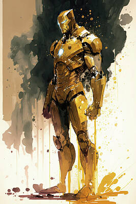 Comics Photos - Golden armour Iron Man concept art watercolour painting style im by Matthew Gibson