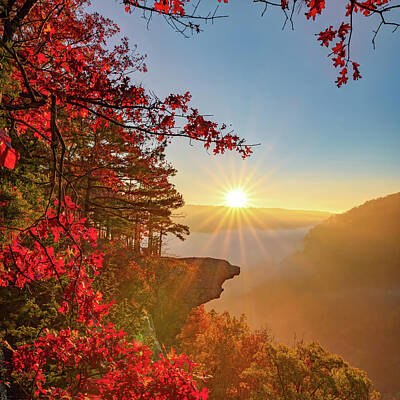 Religious Paintings - Golden Autumn Morning Over Hawksbill Crag by Gregory Ballos