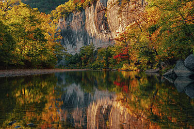 Recently Sold - Roses Royalty Free Images - Autumn Reflections along Roark Bluff, Buffalo National River, Arkansas Royalty-Free Image by Jeff Rose