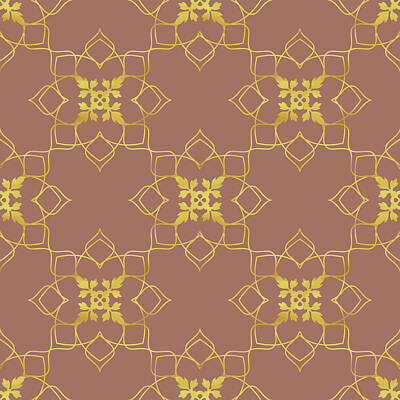 Floral Royalty-Free and Rights-Managed Images - Golden Floral Pattern - 04 by Studio Grafiikka