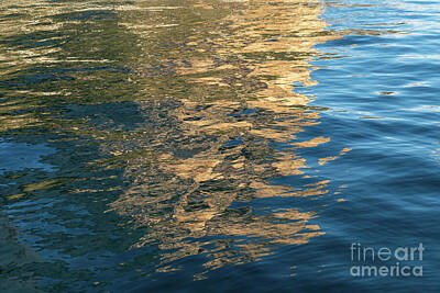 Abstract Photos - Golden-yellow reflections in blue sea water 6 by Adriana Mueller