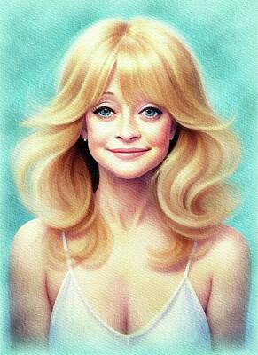Celebrities Painting Royalty Free Images - Goldie Hawn, Actress Royalty-Free Image by Sarah Kirk